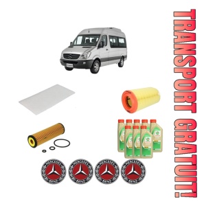 Set Pachet filtre revizie Bosch, 8 litrii ulei Castrol 5W30 MERCEDES-BENZ SPRINTER 3-t Bus (B906) 216 (906.713) din 2009-2018, 4x Stickere auto cu MERCEDES-BENZ
