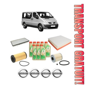 Set Pachet filtre revizie Bosch, 8 litrii ulei Castrol 5W30 NISSAN PRIMASTAR Bus (X83) dCi 90 din 2006, 4x Stickere auto cu NISSAN