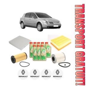 Set Pachet filtre revizie Bosch, 8 litrii ulei Castrol 5W30 RENAULT VEL SATIS (BJ0_) 2.0 dCi (BJ03) din 2005, 4x Stickere auto cu RENAULT