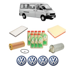 Set Pachet filtre revizie Bosch, 8 litrii ulei Castrol 5W30 Volkswagen LT 28-35 II Bus (2DB, 2DE, 2DK) 2.5 TDI din 2001-2006, 4x Stickere auto cu Volkswagen - Img 2