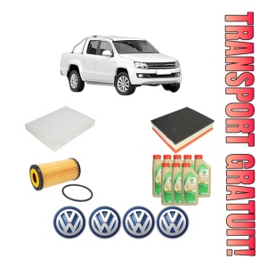 Set Pachet filtre revizie Bosch, 8 litrii ulei Castrol 5W30 Volkswagen AMAROK (2HA, 2HB, S1B, S6B, S7A, S7B, AGD) 3.0 TDI din 2016-2020, 4x Stickere auto cu Volkswagen