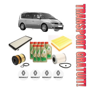 Set Pachet filtre revizie Bosch, 8 litrii ulei Castrol 5W40 RENAULT ESPACE IV (JK0/1_) 3.0 dCi (JK0J, JK0V) din 2002-2006, 4x Stickere auto cu RENAULT