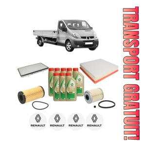 Set Pachet filtre revizie Bosch, 8 litrii ulei Castrol 5W40 RENAULT TRAFIC II Platform/Chassis (EL) 2.0 dCi 90 (EL0H, EL00, EL01, EL0M, EL0P, EL0S) din 2006, 4x Stickere auto cu RENAULT