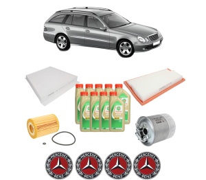 Set Pachet filtre revizie Bosch, 9 litrii ulei Castrol 5W30 MERCEDES-BENZ E-CLASS T-Model (S211) E 320 T CDI 4-matic (211.289) din 2005-2009, 4x Stickere auto cu MERCEDES-BENZ - Img 2
