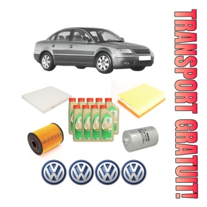 Set Pachet filtre revizie Bosch, 9 litrii ulei Castrol 5W30 Volkswagen PASSAT B5.5 (3B3) 4.0 W8 4motion din 2001-2004, 4x Stickere auto cu Volkswagen