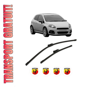Set stergatoare ABARTH PUNTO din 2012, pentru parbriz auto, 2 bucati, Bosch Aerotwin Multi, din cauciuc siliconat rezistent, 4 Stickere Auto ABARTH