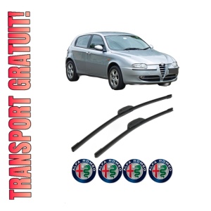 Set stergatoare ALFA ROMEO 147 (937_) din 2000-2010, pentru parbriz auto, 2 bucati, Bosch Aerotwin Retrofit, din cauciuc siliconat rezistent, 4 Stickere Auto ALFA ROMEO