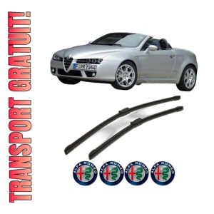 Set stergatoare ALFA ROMEO SPIDER (939_) din 2006-2011, pentru parbriz auto, 2 bucati, Bosch Aerotwin, din cauciuc siliconat rezistent, 4 Stickere Auto ALFA ROMEO