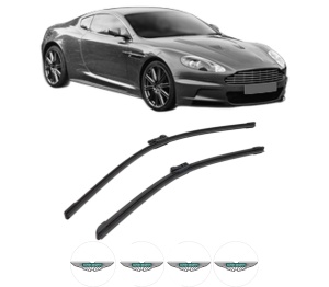 Set stergatoare ASTON MARTIN DBS Vantage din 2007, pentru parbriz auto, 2 bucati, Bosch Aerotwin, din cauciuc siliconat rezistent, 4 Stickere Auto ASTON MARTIN v56235