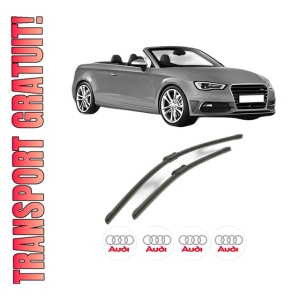 Set stergatoare AUDI A3 Convertible (8V7, 8VE) din 2013-2020, pentru parbriz auto, 2 bucati, Bosch Aerotwin, din cauciuc siliconat rezistent, 4 Stickere Auto AUDI