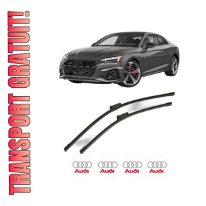 Set stergatoare AUDI A5 (FU2) din 2024, pentru parbriz auto, 2 bucati, Bosch Aerotwin, din cauciuc siliconat rezistent, 4 Stickere Auto AUDI - Img 1