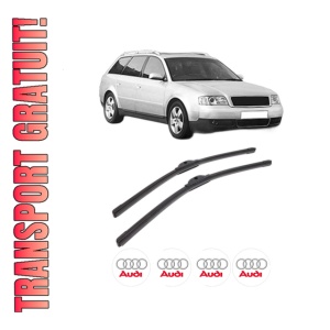 Set stergatoare AUDI A6 C5 Avant (4B5, 4B6) din 1997-2005, pentru parbriz auto, 2 bucati, Bosch Aerotwin, din cauciuc siliconat rezistent, 4 Stickere Auto AUDI