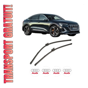 Set stergatoare AUDI E-TRON Sportback (GEA) din 2019-2020, pentru parbriz auto, 2 bucati, Valeo Silencio Xtrm, din cauciuc siliconat rezistent, 4 Stickere Auto AUDI