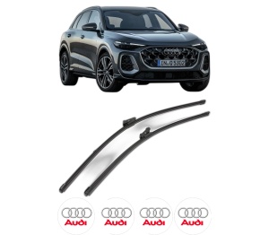 Set stergatoare AUDI Q5 (GUB) din 2025, pentru parbriz auto, 2 bucati, Valeo Silencio Xtrm, din cauciuc siliconat rezistent, 4 Stickere Auto AUDI v39000