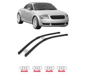 Set stergatoare AUDI TT (8N3) din 1998-2006, pentru parbriz auto, 2 bucati, Bosch Aerotwin, din cauciuc siliconat rezistent, 4 Stickere Auto AUDI v43755