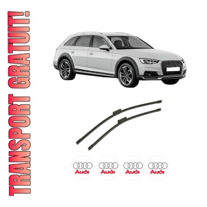 Set stergatoare auto AUDI A4 Allroad B9 (8WH, 8WJ) din 2016-2020, pentru parbriz auto, 2 bucati, Bosch Aerotwin, din cauciuc siliconat rezistent, 4 Stickere Auto AUDI