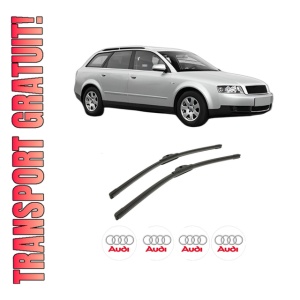 Set stergatoare auto AUDI A4 B6 Avant (8E5) din 2001-2004, pentru parbriz auto, 2 bucati, Bosch Aerotwin, din cauciuc siliconat rezistent, 4 Stickere Auto AUDI