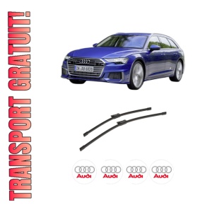 Set stergatoare auto AUDI A6 C8 Avant (4A5) din 2018-2023, pentru parbriz auto, 2 bucati, Bosch Aerotwin, din cauciuc siliconat rezistent, 4 Stickere Auto AUDI