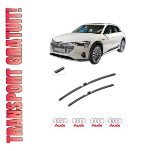 Set stergatoare auto AUDI E-TRON (GEN) din 2018-2020, pentru parbriz auto, 2 bucati, Bosch Aerotwin, din cauciuc siliconat rezistent, 4 Stickere Auto AUDI