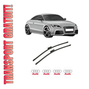 Set stergatoare auto AUDI TT (8J3) din 2006-2014, pentru parbriz auto, 2 bucati, Bosch Aerotwin, din cauciuc siliconat rezistent, 4 Stickere Auto AUDI