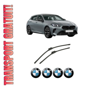 Set stergatoare auto BMW Seria 1 (F70) din 2024, pentru parbriz auto, 2 bucati, Bosch Aerotwin, din cauciuc siliconat rezistent, 4 Stickere Auto BMW Seria