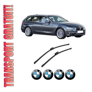 Set stergatoare auto BMW Seria 3 Touring Van (F31) din 2012-2019, pentru parbriz auto, 2 bucati, Bosch Aerotwin, din cauciuc siliconat rezistent, 4 Stickere Auto BMW Seria