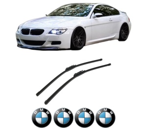 Set stergatoare auto BMW Seria 6 Convertible (E64) din 2004-2010, pentru parbriz auto, 2 bucati, Bosch Aerotwin, din cauciuc siliconat rezistent, 4 Stickere Auto BMW Seria - Img 2