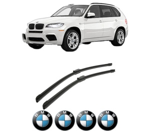 Set stergatoare auto BMW Seria X5 (E70) din 2006-2013, pentru parbriz auto, 2 bucati, Bosch Aerotwin, din cauciuc siliconat rezistent, 4 Stickere Auto BMW Seria - Img 2