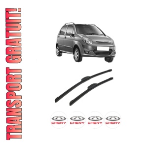 Set stergatoare auto CHERY QQ3 din 2004-2012, pentru parbriz auto, 2 bucati, Bosch Aerotwin Retrofit, din cauciuc siliconat rezistent, 4 Stickere Auto CHERY