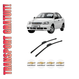 Set stergatoare auto CHEVROLET LANOS Saloon din 2004-2018, pentru parbriz auto, 2 bucati, Bosch Aerotwin Retrofit, din cauciuc siliconat rezistent, 4 Stickere Auto CHEVROLET