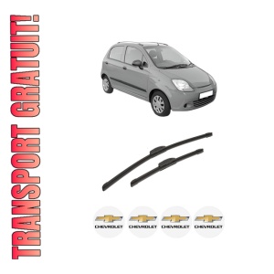 Set stergatoare auto CHEVROLET SPARK din 2005-2010, pentru parbriz auto, 2 bucati, Bosch Aerotwin Retrofit, din cauciuc siliconat rezistent, 4 Stickere Auto CHEVROLET