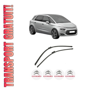 Set stergatoare auto CITROEN C4 GRAND PICASSO II (DA_, DE_) din 2013-2018, pentru parbriz auto, 2 bucati, Bosch Aerotwin, din cauciuc siliconat rezistent, 4 Stickere Auto CITROEN