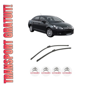 Set stergatoare auto CITROEN C4 I Saloon din 2006-2014, pentru parbriz auto, 2 bucati, Bosch Aerotwin, din cauciuc siliconat rezistent, 4 Stickere Auto CITROEN