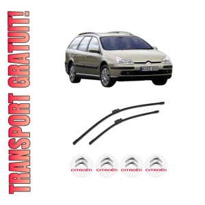 Set stergatoare auto CITROEN C5 II Estate Van (RE_) din 2004-2008, pentru parbriz auto, 2 bucati, Bosch Aerotwin, din cauciuc siliconat rezistent, 4 Stickere Auto CITROEN