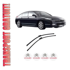 Set stergatoare auto CITROEN C6 (TD_) din 2005-2012, pentru parbriz auto, 2 bucati, Bosch Aerotwin, din cauciuc siliconat rezistent, 4 Stickere Auto CITROEN
