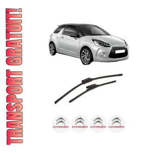 Set stergatoare auto CITROEN DS3 (SA_) din 2009-2015, pentru parbriz auto, 2 bucati, Bosch Aerotwin, din cauciuc siliconat rezistent, 4 Stickere Auto CITROEN
