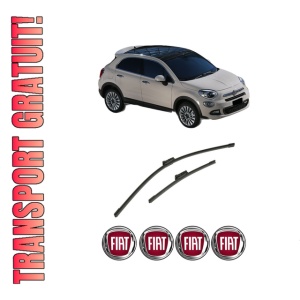 Set stergatoare auto FIAT 500X (334_) din 2014-2022, pentru parbriz auto, 2 bucati, Bosch Aerotwin, din cauciuc siliconat rezistent, 4 Stickere Auto FIAT
