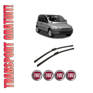 Set stergatoare auto FIAT MULTIPLA (186_) din 1999-2010, pentru parbriz auto, 2 bucati, Bosch Aerotwin, din cauciuc siliconat rezistent, 4 Stickere Auto FIAT