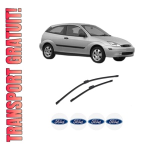 Set stergatoare auto FORD FOCUS I (DAW, DBW) din 1998-2007, pentru parbriz auto, 2 bucati, Bosch Aerotwin, din cauciuc siliconat rezistent, 4 Stickere Auto FORD