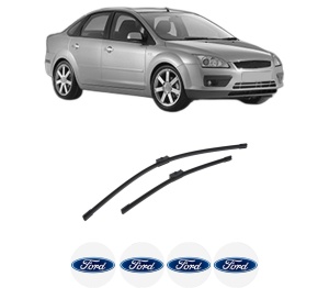 Set stergatoare auto FORD FOCUS II Saloon (DB_, FCH, DH) din 2005-2012, pentru parbriz auto, 2 bucati, Bosch Aerotwin, din cauciuc siliconat rezistent, 4 Stickere Auto FORD - Img 2