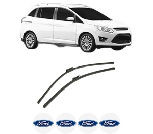 Set stergatoare auto FORD GRAND C-MAX Van din 2010-2019, pentru parbriz auto, 2 bucati, Bosch Aerotwin, din cauciuc siliconat rezistent, 4 Stickere Auto FORD - Img 2