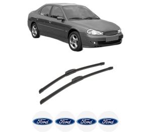 Set stergatoare auto FORD MONDEO II (BAP) din 1996-2000, pentru parbriz auto, 2 bucati, Bosch Aerotwin Retrofit, din cauciuc siliconat rezistent, 4 Stickere Auto FORD - Img 2