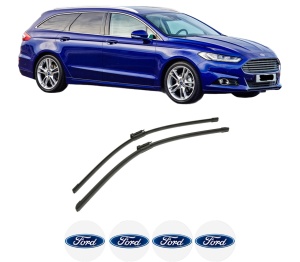 Set stergatoare auto FORD MONDEO V Turnier (CF) din 2014-2019, pentru parbriz auto, 2 bucati, Bosch Aerotwin, din cauciuc siliconat rezistent, 4 Stickere Auto FORD - Img 2