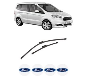 Set stergatoare auto FORD TOURNEO COURIER B460 MPV din 2014-2023, pentru parbriz auto, 2 bucati, Bosch Aerotwin, din cauciuc siliconat rezistent, 4 Stickere Auto FORD - Img 2