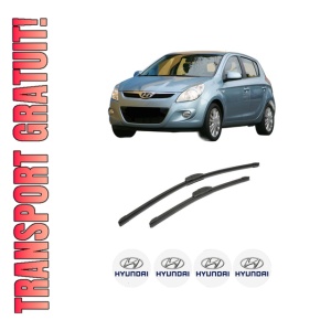 Set stergatoare auto HYUNDAI i20 I (PB, PBT) din 2008-2015, pentru parbriz auto, 2 bucati, Bosch Aerotwin Retrofit, din cauciuc siliconat rezistent, 4 Stickere Auto HYUNDAI