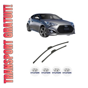 Set stergatoare auto HYUNDAI VELOSTER (FS) din 2011-2017, pentru parbriz auto, 2 bucati, Bosch Aerotwin Retrofit, din cauciuc siliconat rezistent, 4 Stickere Auto HYUNDAI