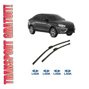 Set stergatoare auto LADA VESTA (GFL_) din 2015-2023, pentru parbriz auto, 2 bucati, Bosch Aerotwin, din cauciuc siliconat rezistent, 4 Stickere Auto LADA