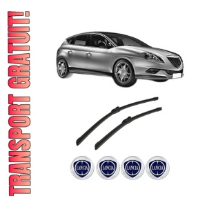 Set stergatoare auto LANCIA DELTA III (844_) din 2008-2014, pentru parbriz auto, 2 bucati, Bosch Aerotwin, din cauciuc siliconat rezistent, 4 Stickere Auto LANCIA