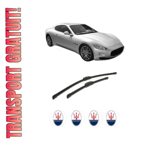 Set stergatoare auto MASERATI GRAN TURISMO I din 2007-2013, pentru parbriz auto, 2 bucati, Bosch Aerotwin Retrofit, din cauciuc siliconat rezistent, 4 Stickere Auto MASERATI