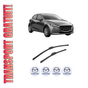 Set stergatoare auto MAZDA 2 Hatchback (KB) din 2022, pentru parbriz auto, 2 bucati, Bosch Aerotwin Retrofit, din cauciuc siliconat rezistent, 4 Stickere Auto MAZDA